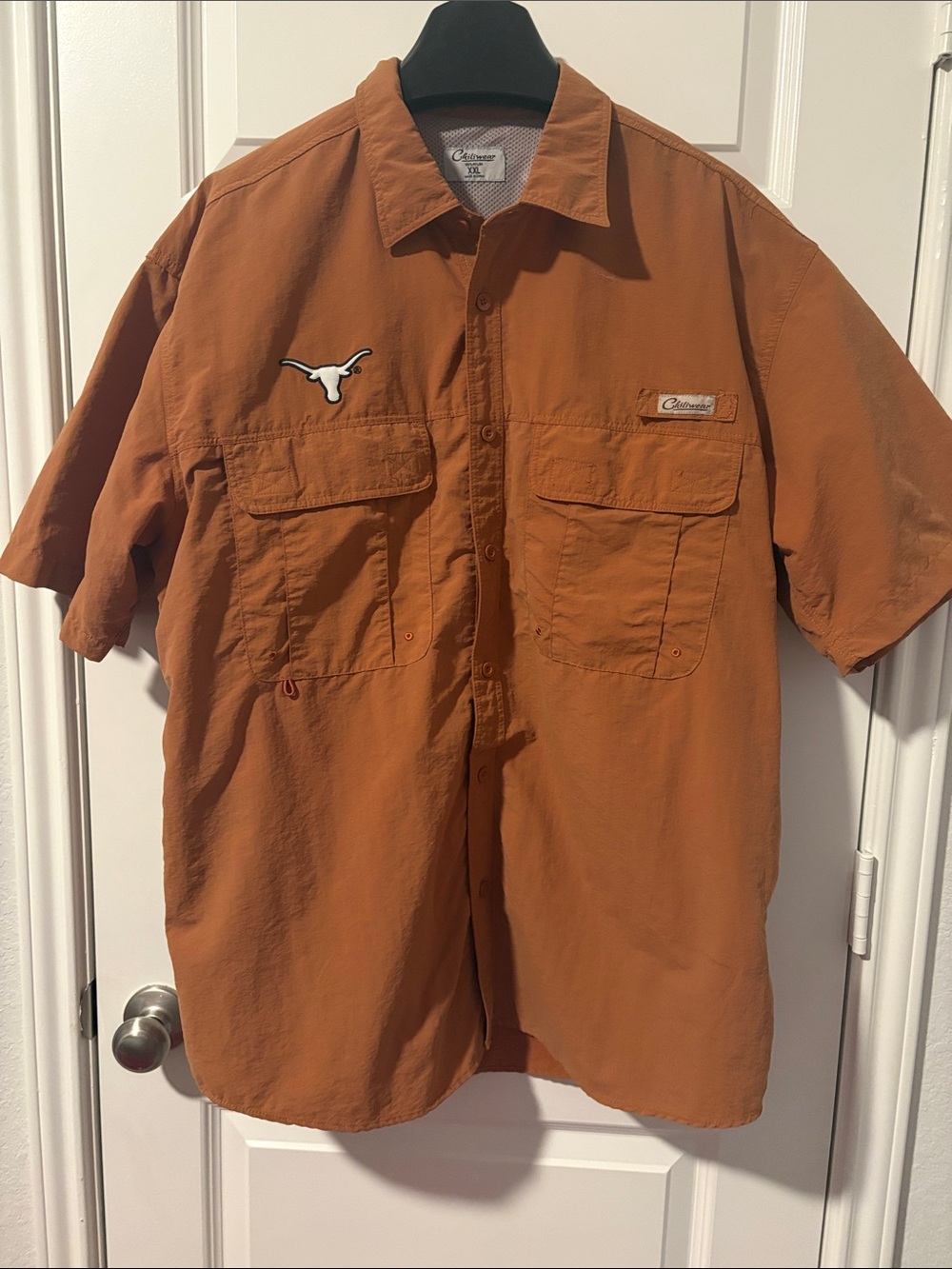 Columbia Short-Sleeve UT Austin Fishing Shirt in Rust Orange